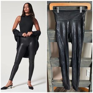 SPANX High Waist Faux Leather Leggings Black